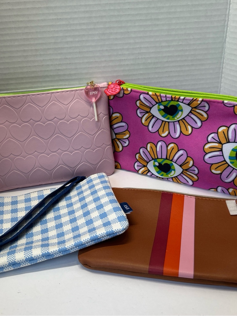 IPSY Makeup Bag Lot of 4 Cosmetic Pouches Wristlet Travel Organizer Summer Vibe